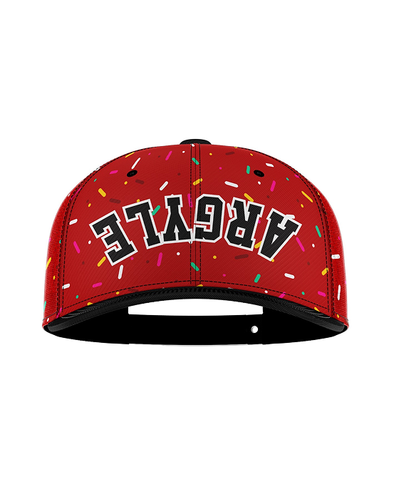 Argyle Sprinkle Snapback - Red/Black (Upside Down Script) PRE-ORDER