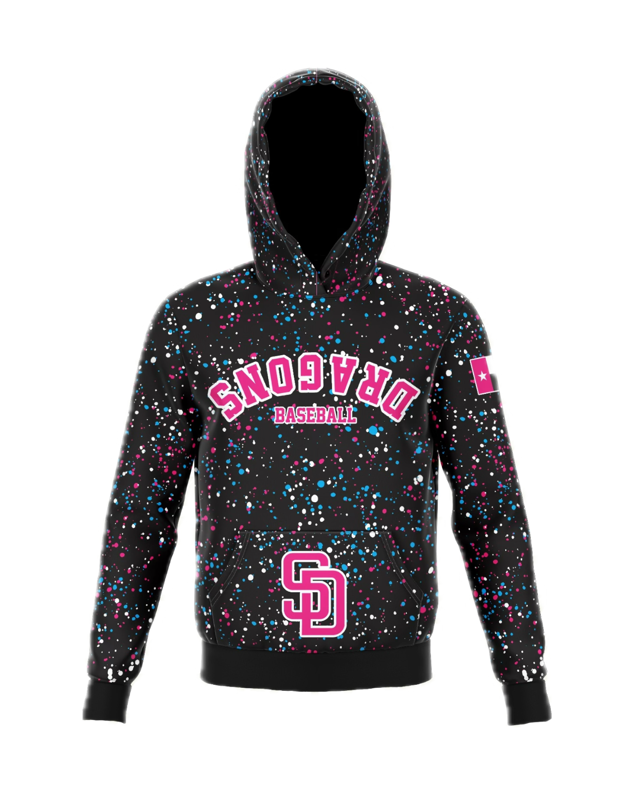 Southlake Dragons Black Splatter Long Sleeve Hoodie PRE-ORDER