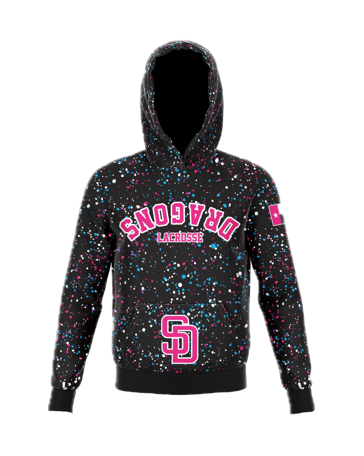 Southlake Dragons Black Splatter Long Sleeve Hoodie PRE-ORDER