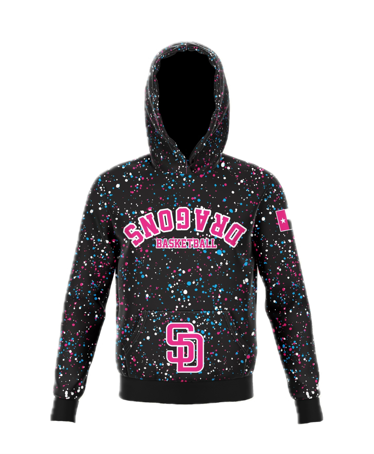 Southlake Dragons Black Splatter Long Sleeve Hoodie PRE-ORDER