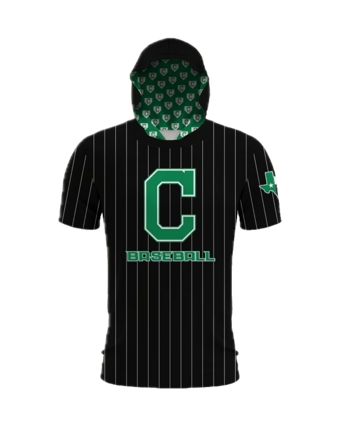 Southlake Dragon Pin Striped Short Sleeve Baseball Hoodie PRE-ORDER